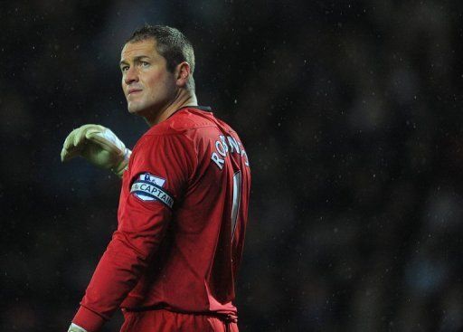 Blackburn goalkeeper Paul Robinson pictured during their Premier League match against Wigan on May 7, 2012