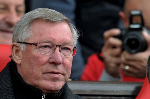 Alex Ferguson looks on before the Premier League match between United and Swansea at Old Trafford on May 6, 2012