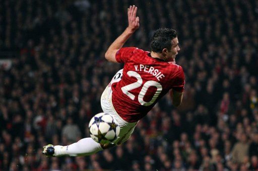 Man United&#039;s Robin van Persie during the Champions League match against Real Madrid at Old Trafford on March 5, 2013