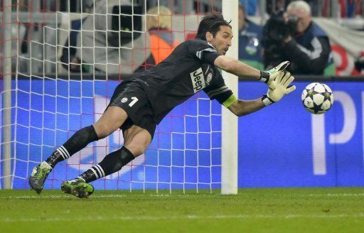 Juventus goalkeeper Gianluigi Buffon is pictured during their Champions League match against Bayern on April 2, 2013