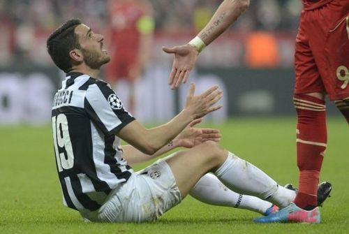 Juventus defender Leonardo Bonucci is pictured during their Champions League match against Bayern on April 2, 2013