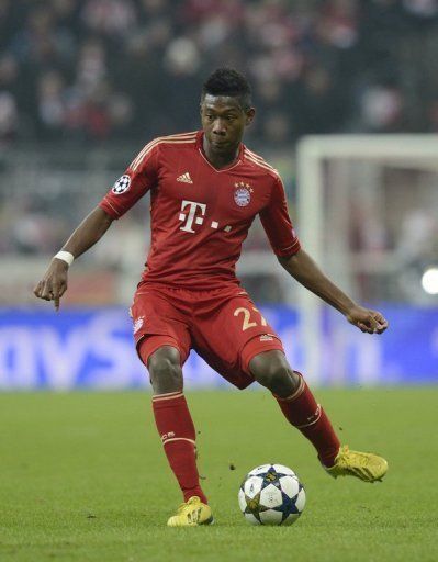 Bayern Munich&#039;s David Alaba is pictured during their Champions League match against Bayern Munich on April 2, 2013