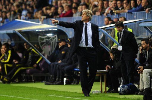 Malaga&#039;s Chilean coach Manuel Pellegrini, seen at La Rosaleda stadium in Malaga on April 3, 2013