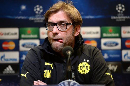 Dortmund&#039;s head coach Juergen Klopp attends a press conference in Dortmund, Germany on April 8, 2013