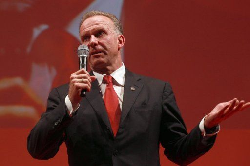 Bayern Munich CEO Karl-Heinz Rummenigge speaks on May 20, 2012 in Munich