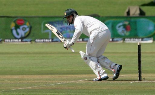 Zimbabwe captain Brendan Taylor in action on April 17, 2013 at the Harare Sports Club