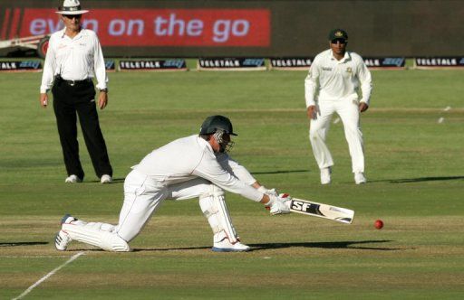 Brendan Taylor in action during the first test match between Zimbabwe and Bangladesh in Harare on April 17, 2013