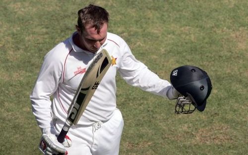 Zimbabwe captain Brendan Taylor salutes an appreciative crowd on April 18, 2013