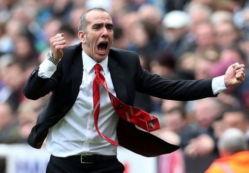 Sunderland's manager Paolo Di Canio celebrates his team's goal, at St James' Park in Newcastle, on April 14, 2013