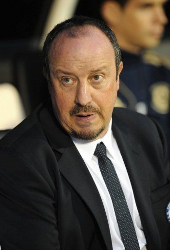 Chelsea&#039;s interim manager Rafael Benitez before the Premier League match against Fulham on April 17, 2013