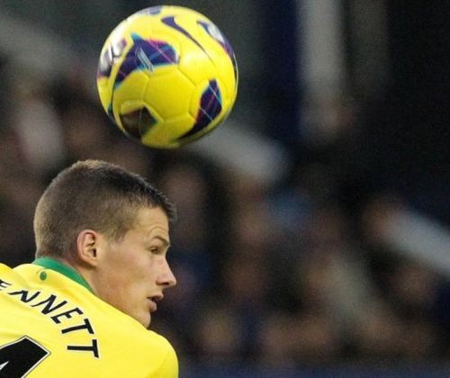 Norwich City's Ryan Bennett in action at the Goodison Park stadium in Liverpool, north west England on November 24, 2012