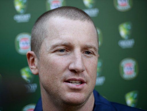 Australian Test cricket vice-captain Brad Haddin speaks to the media in Sydney on April 24, 2013