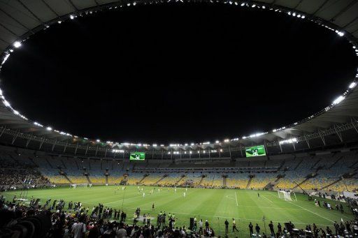 The view inside the Maracana Stadium in Rio de Janeiro on April 27, 2013