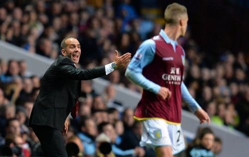 Sunderland boss Paolo Di Canio shouts instructions during his side's  6-1 loss at Aston Villa on April 29, 2013