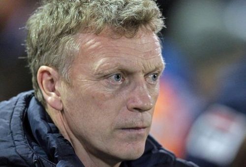 David Moyes looks on before a FA Cup match between Oldham Athletic and Everton in Oldham on February 16, 2013.