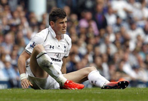 Tottenham Hotspur&#039;s Gareth Bale reacts in north London on May 19, 2013