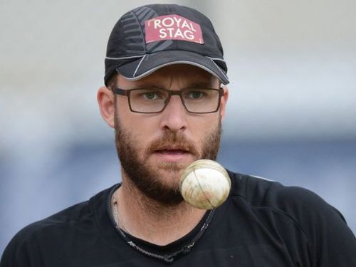 Daniel Vettori tosses the ball during a training session in Pallekele, Sri Lanka on September 20, 2012