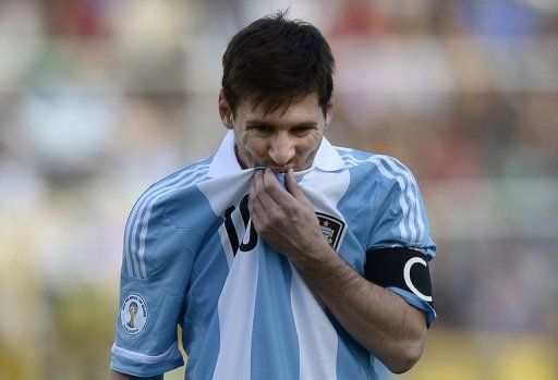 Argentina&#039;s Lionel Messi during the 2014 World Cup qualification match against Bolivia in La Paz, on March 26, 2013