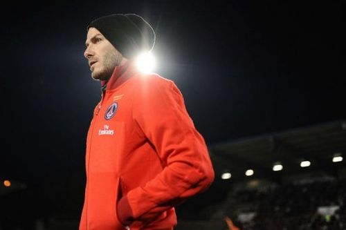 Paris Saint-Germain's David Beckham looks on after the match on May 26, 2013 at the Moustoir stadium in Lorient