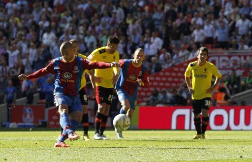 Crystal Palace&#039;s Kevin Phillips scores in London on May 27, 2013