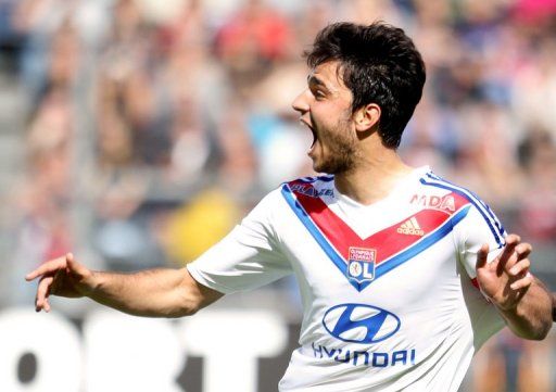 Clement Grenier celebrates on May 19, 2013 at the Ray stadium, in Nice