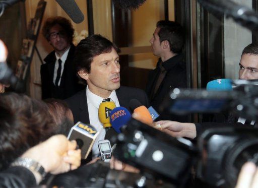 Leonardo speaks to the press after a hearing at the disciplinary commission in Paris, on May 30, 2013