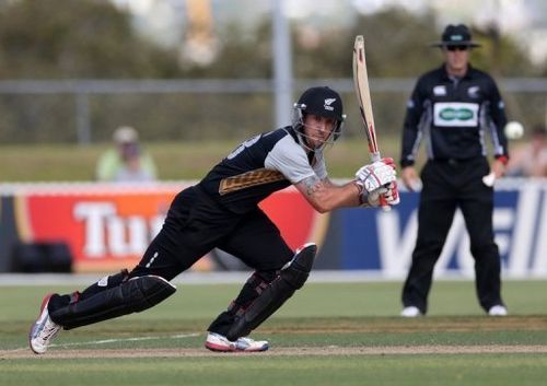 New Zealand XI's Luke Ronchi bats during a Twenty20 cricket match in Whangarei, New Zealand, on February 5, 2013