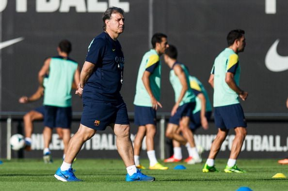 Manager Gerardo &#039;Tata&#039; Martino of FC Barcelona looks on during a training session at the Sant Joan Despi Sport Complex on July 29, 2013 in Barcelona, Spain.  (Getty Images)