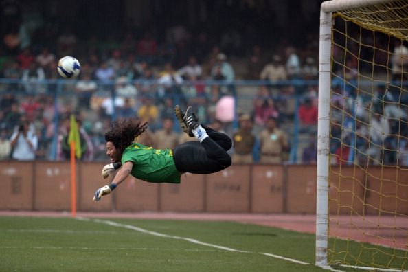 Rene Higuita performing his famous Scorpion Kick