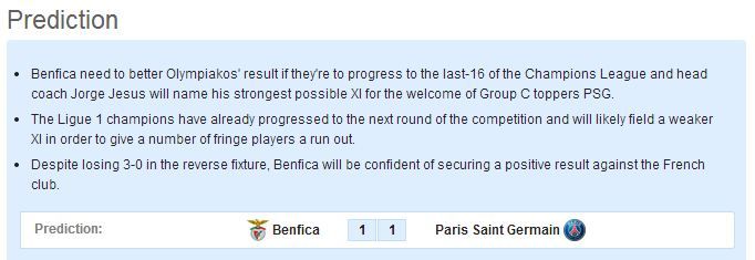 benfica psg prediction