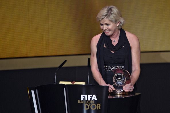 Germany's coach Silvia Neid receives the 2013 FIFA Women's Coach of the Year award