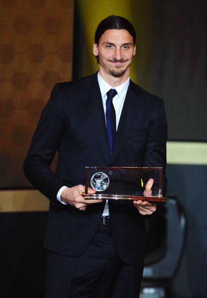 FIFA Puskas Award winner Zlatan Ibrahimovic of Sweden and Paris Saint-Germain poses