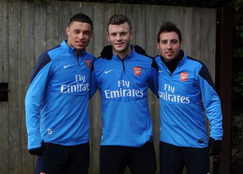 Alex Oxlade-Chamberlain, Jack Wilshere and Santi Cazorla 