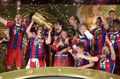 Bayern Munich celebrate after they won the DFB Pokal