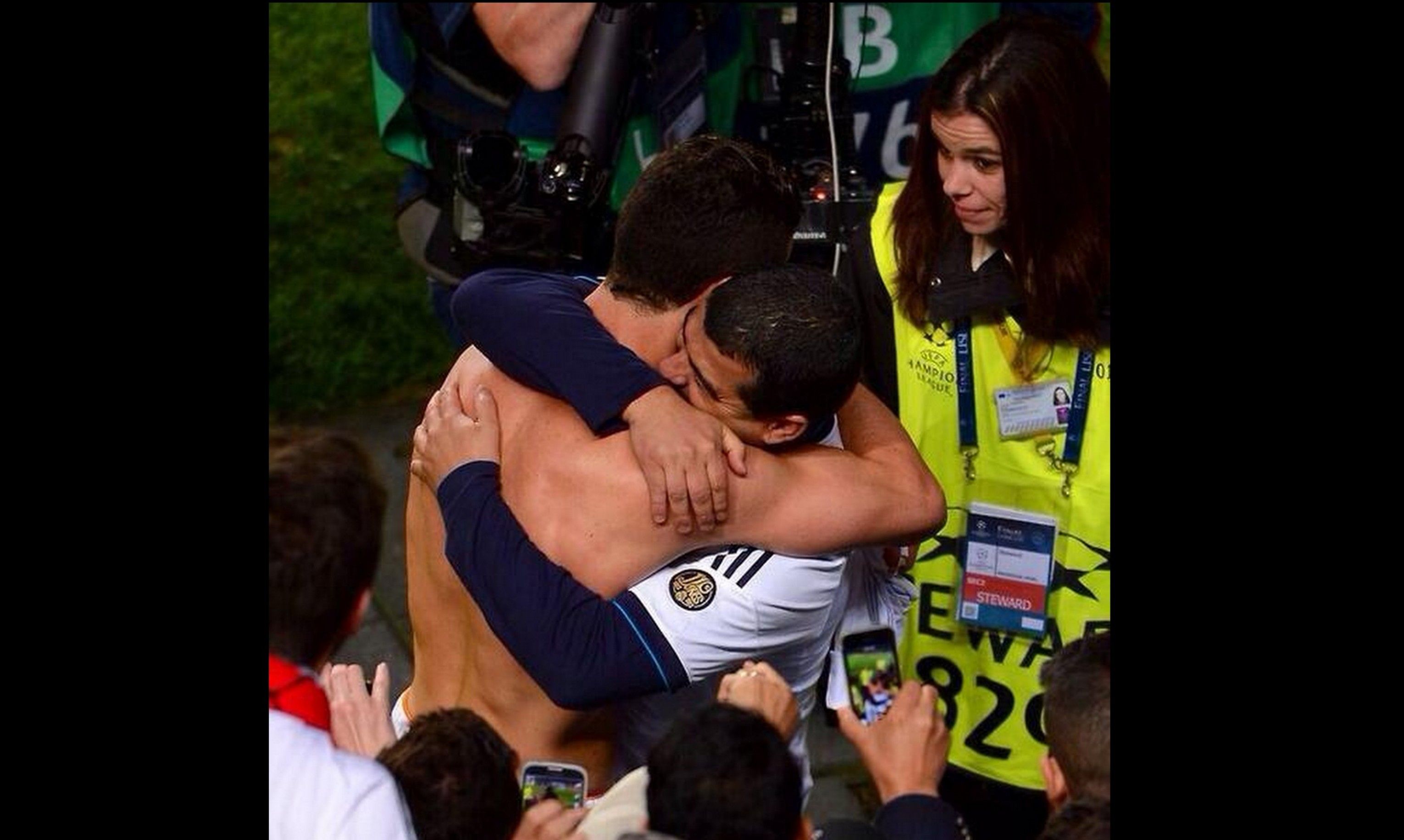 Cristiano Ronaldo hugs his brother Hugo after the match