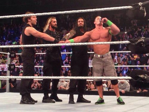 John Cena joins The Shield to defeat The Wyatt Family