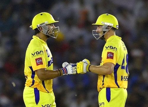 Murali Vijay (L) and Michael Hussey opened the batting for CSK