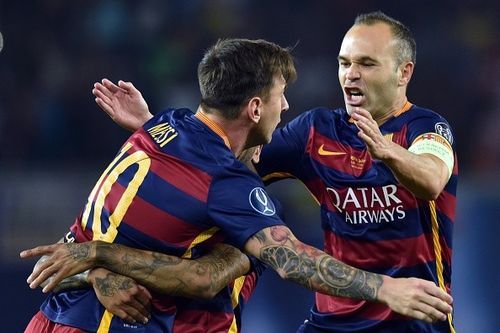 Barcelona’s Lionel Messi and Andres Iniesta have now won 25 trophies in club football – tied with Xavi