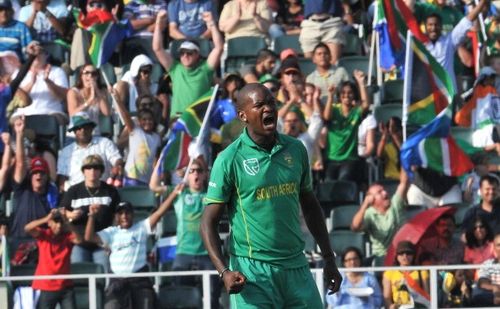 Tsotsobe celebrating after picking up one of his four wickets against India at the Wanderers