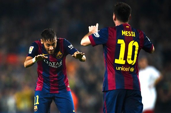 Neymar barcelona Messi bow