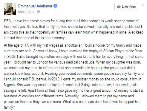 adebayor sad