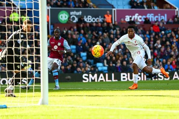 Daniel Sturridge of Liverpool scores the opening goal