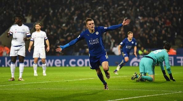Vardy doing the damage against Chelsea