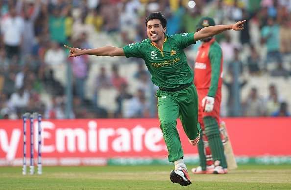  Mohammad Amir celebrates after the dismissal of Bangladesh&#039;s Soumya Sarkar 