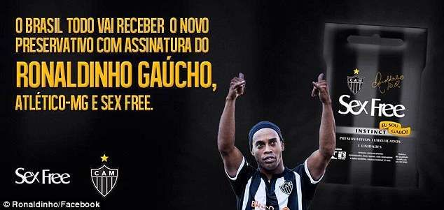 Ronaldinho released his own brand of club-themed condoms named &acirc;Sex Free&acirc;