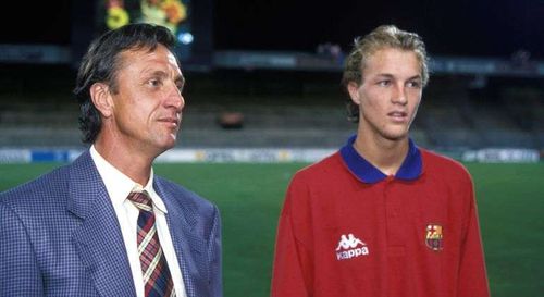 Johan Cruyff with his son Jordi at Barcelona