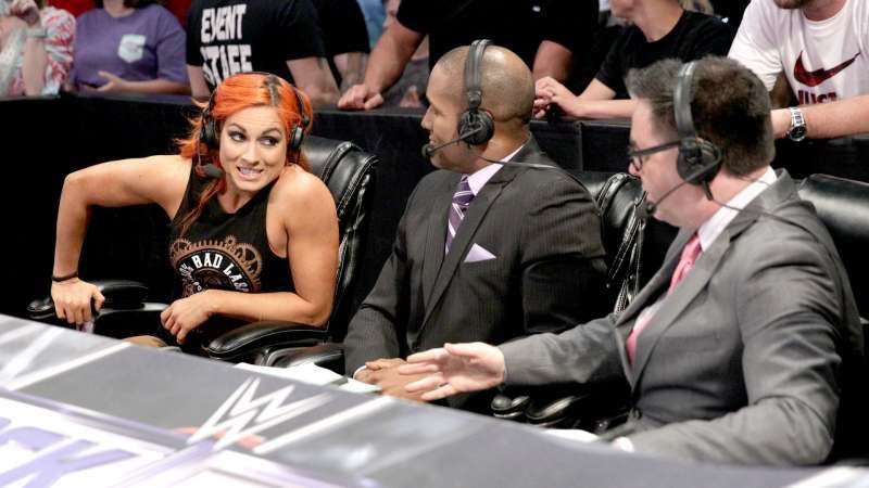 Look whoâs at commentary for this match âÂ Becky Lynch, The Lass Kicker (Photo credits: WWE Network)