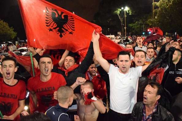 Albania fans celebrate