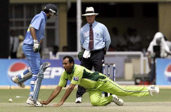 Arshad Khan in action during an ODI against India 