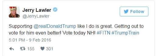 Jerry Lawler tweeted his support before the second primary in New Hampshire